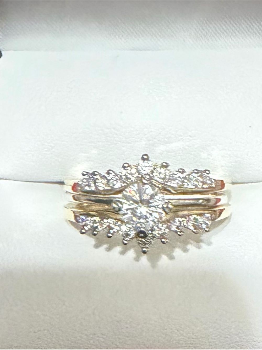 Gold Tone Women's Cluster CZ Ring - Sparkling White Stones
